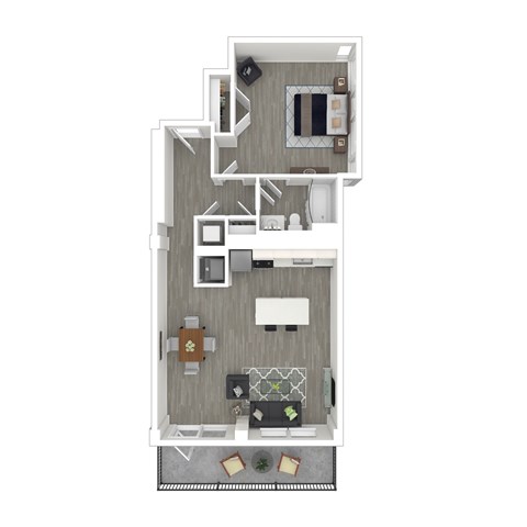 Floor plan for 1 bed, 1 bath, 894 sqft